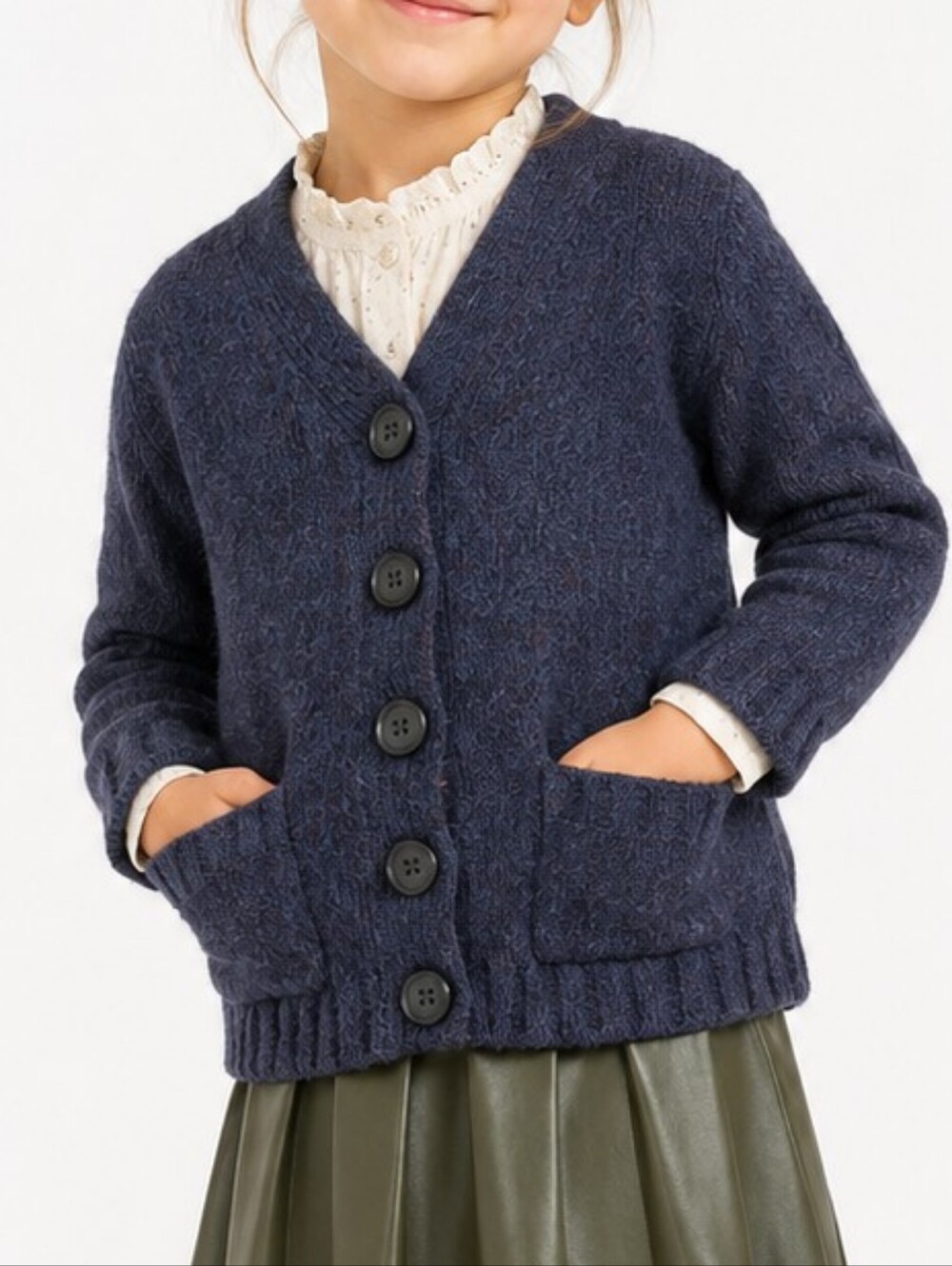 5/$35 Joe Fresh Navy Knit Cardigan – Girls Size XS (4–5)